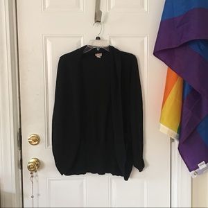Basic black open front cardigan with pockets